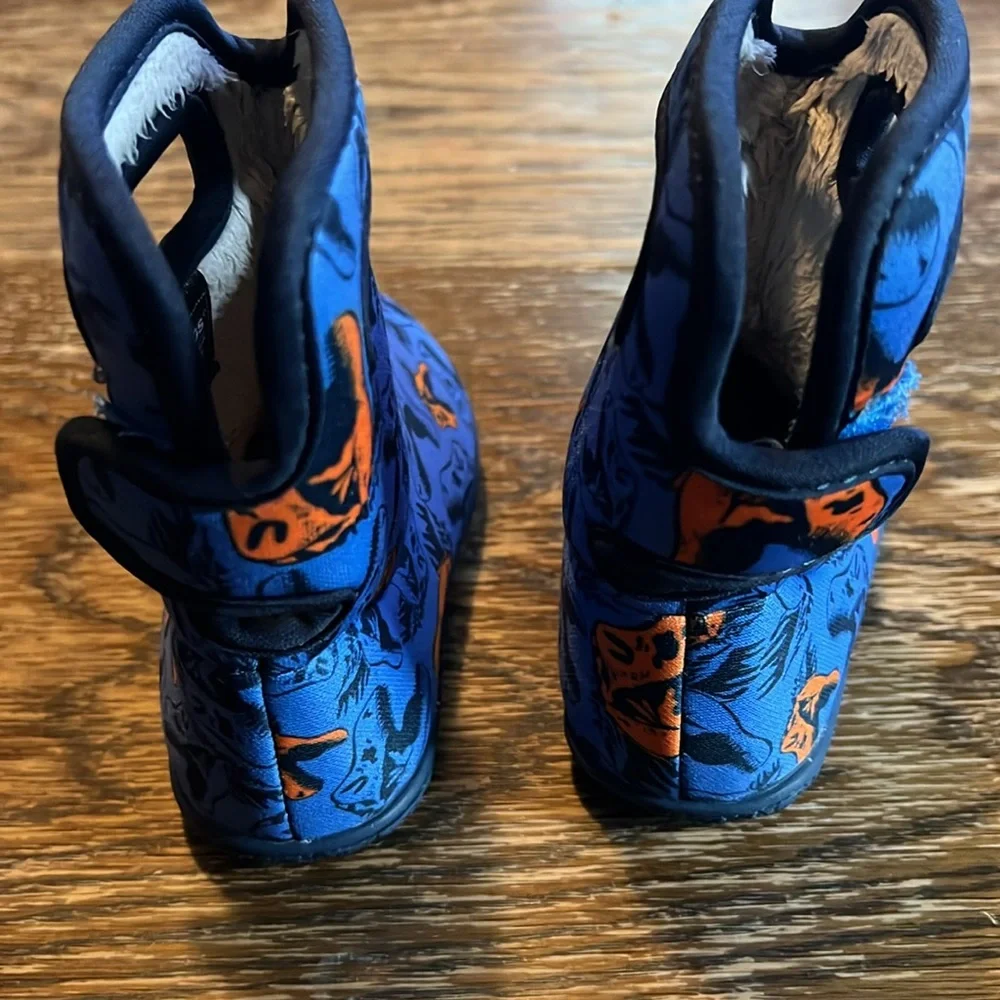 Bogs Kids Blue and Orange Dino Print Boots